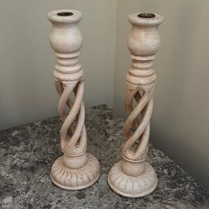 Elegant Cream Twisted Candle Holders tags  attached but they were used once